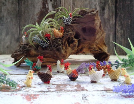 Flock of Beaded Chickens